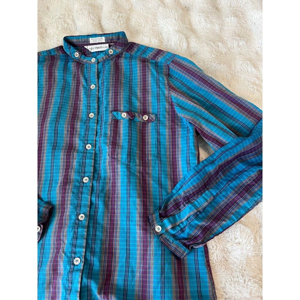 Vintage Levi's Womens 80's Striped Western Button Down Shirt Size L/10